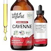 Wild & Organic Cayenne Pepper Tincture - Digestive Support with Capsaicin Extract - Cayenne Pepper Liquid Drops for Overall Well-Being - Vegan, Sugar & Alcohol-Free - 4 fl oz