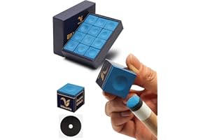 VIBRANTIA Pro Pool Cue Chalk, Tournament Standard Billiard Chalk, 12 Cubes/Box with Travel Storage Box,Low Dust, Super Dense, Suitable for Snooker/Pool/8-Ball