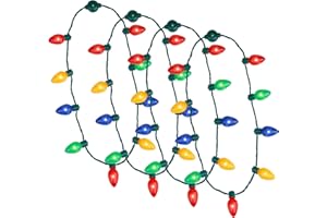 LNCOJOLM LED Necklace Bulb Bulk Christmas Halloween Party Supply Decoration Accessory, LED Blinking Crystal Light Up Necklace Dazzling Glow Toy for Kids Adults, Flash Lights Set 4pcs