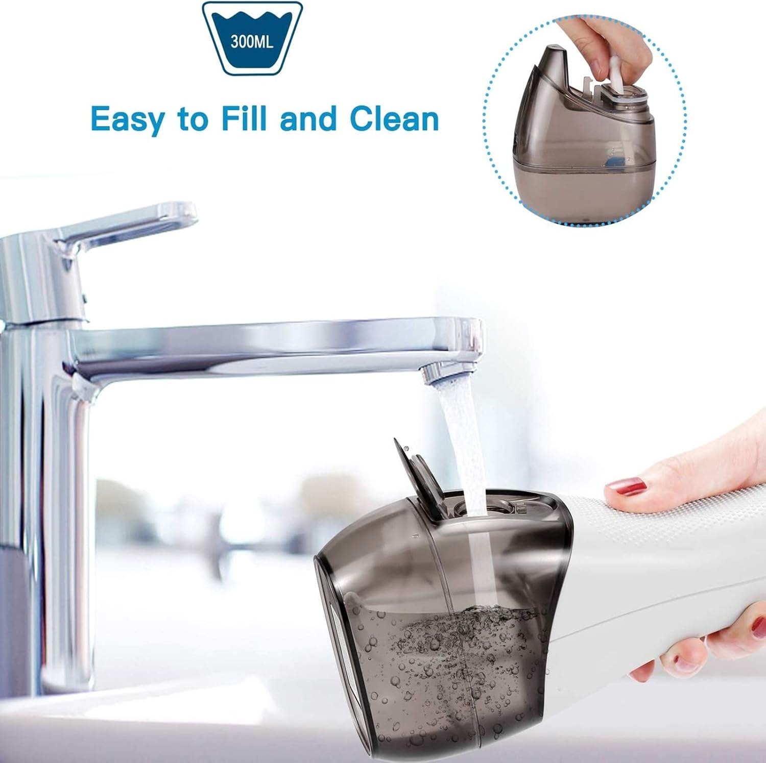 BESTOPE Water Oral Flosser Cordless 300ML Water Dental Flossers for Teeth Braces Dental Oral Irrigator with 5 Modes 6 Jet Tips, IPX7 Waterproof,Portable and Rechargeable for Home&Travel: Health & Personal Care