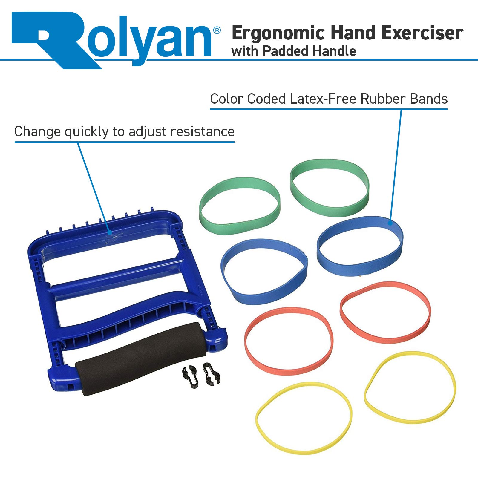 Rolyan Ergonomic Hand Exerciser with Padded Handle, Adjustable Squeeze
