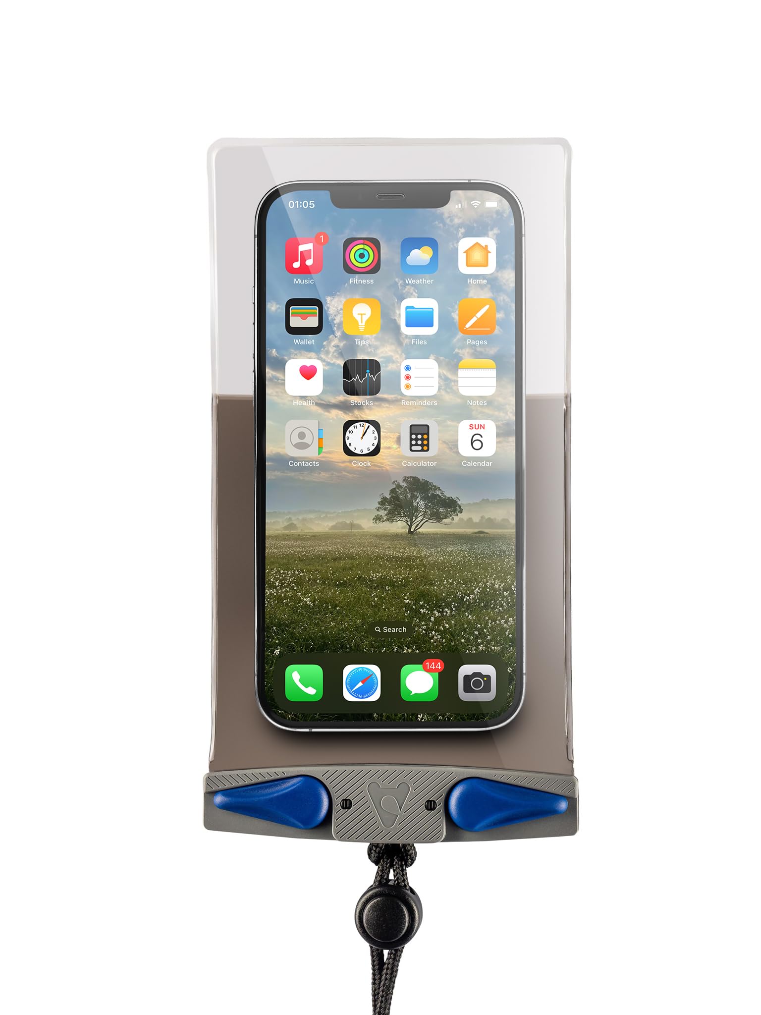 Aquapac Waterproof Phone Case, Small, Grey, Lanyard, iPhone and Android, Made in The UK, Hiking, Mountain Biking, Running Accessory, Floating, 5 Year Warranty. IPX8 certified to 30 ft deep.