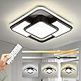 62W Dimmable LED Flush Mount Ceiling Light Fixture with Remote Control, 3000K-6500K 3-Color Chandelier Modern Lamp Black, 15.74inch Close to Ceiling Dining Room Bedroom Square Kitchen Lights