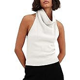 Langwyqu Womens Turtleneck Sweater Vests Sleeveless Knit Halter Tank Tops Sexy Loose Cami Shirts