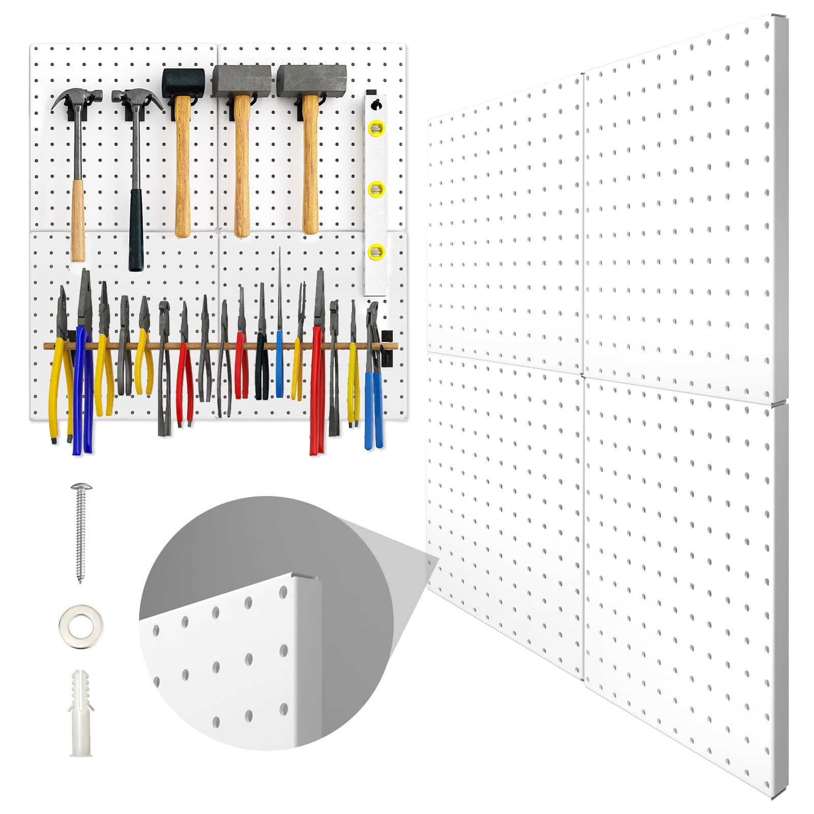 Hogurity Peg Board, 4 Pack Metal Pegboard Panels
