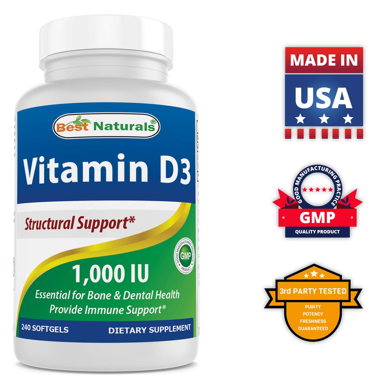 Best Naturals Vitamin d3 1000 iu 240 Softgels - 360 ...