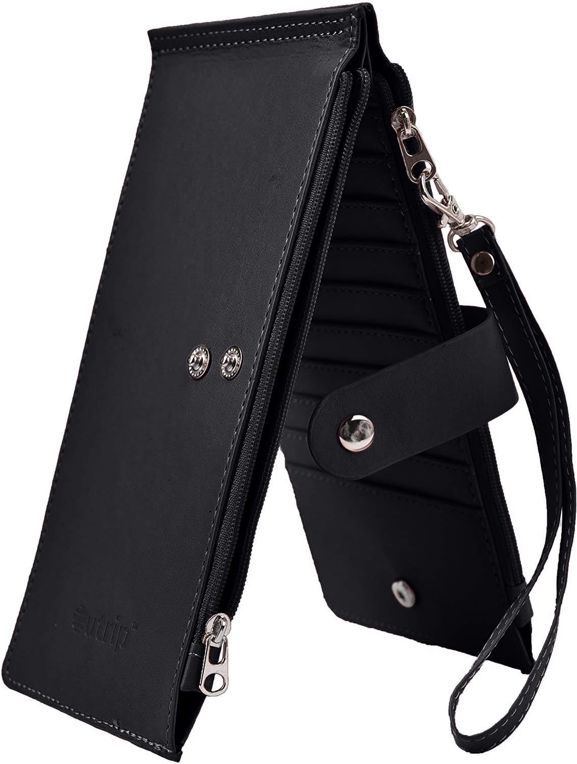 RFID Blocking Women's Leather Bifold Wallet Thin Zipper Card Holder Wallet Purse