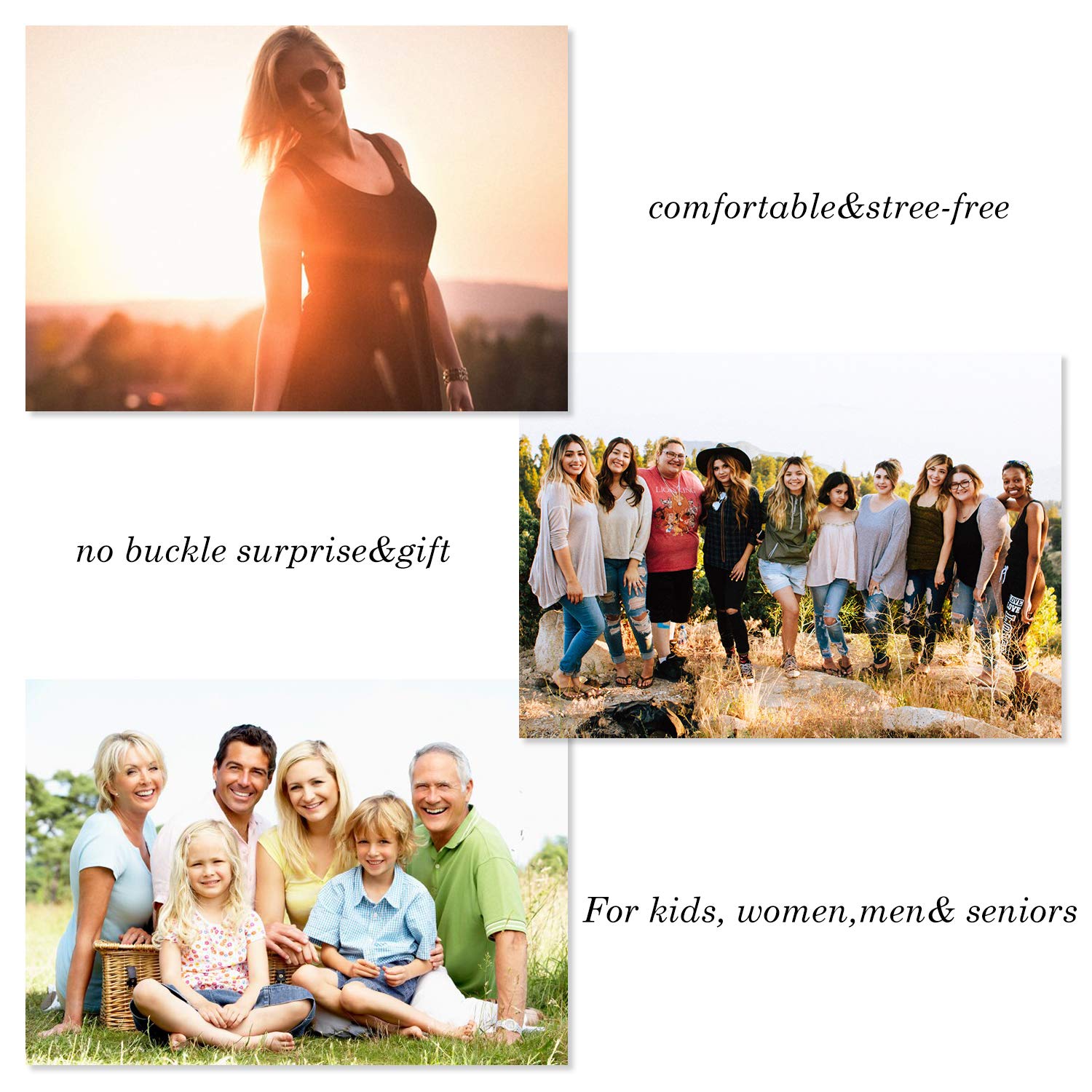 WERFORU Buckle-Free Women No Buckle Invisible Fabric Stretch Belt For Jeans, Black, Large(Pants Size 34-48 Inches)