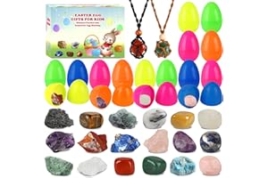 SIWARM 18Pcs Prefilled Easter Eggs with Crystals and Healing Stones, Easter Basket Stuffers for Teens Women Easter Gifts Plastic Easter Eggs for Egg Hunt Goodie Bag Party Favors for Kids 4-8 8-12
