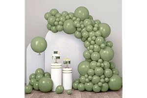 RUBFAC 110pcs Sage Green Balloons Latex Balloons Different Sizes 18 12 10 5 Inch Olive Green Party Balloon Kit for Birthday Party Graduation Baby Shower Wedding Holiday Balloon Decoration