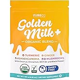 Golden Milk Powder Organic Blend - Adaptogenic Turmeric Latte with Ginger Ashwagandha & Mushroom Complex for Sleep Relaxation Vitality & Immune Support - Vegan Non-GMO & Filler Free (60 Servings)