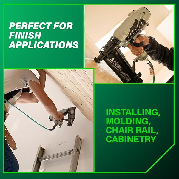 METABO HPT FINISH NAILER WITH AIR DUSTER, PRO-PREFERRED PNEUMATIC POWER NAILERS, IDEAL FOR MOLDING, CHAIR RAIL, AND CABINETRY, LIGHTWEIGHT 3.7 LBS, 16 GAUGE, 1″ TO 2-1/2″ FINISH NAILS, NT65M2S