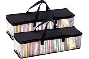 Imperius CD Storage Bag,Portable Transparent PVC Media Storage,Water Resistant CD Holder Case with Handles,Each holds 48 CD Solution,Clear Plastic Carrying CD Bag For Albums/Games/Music/Books