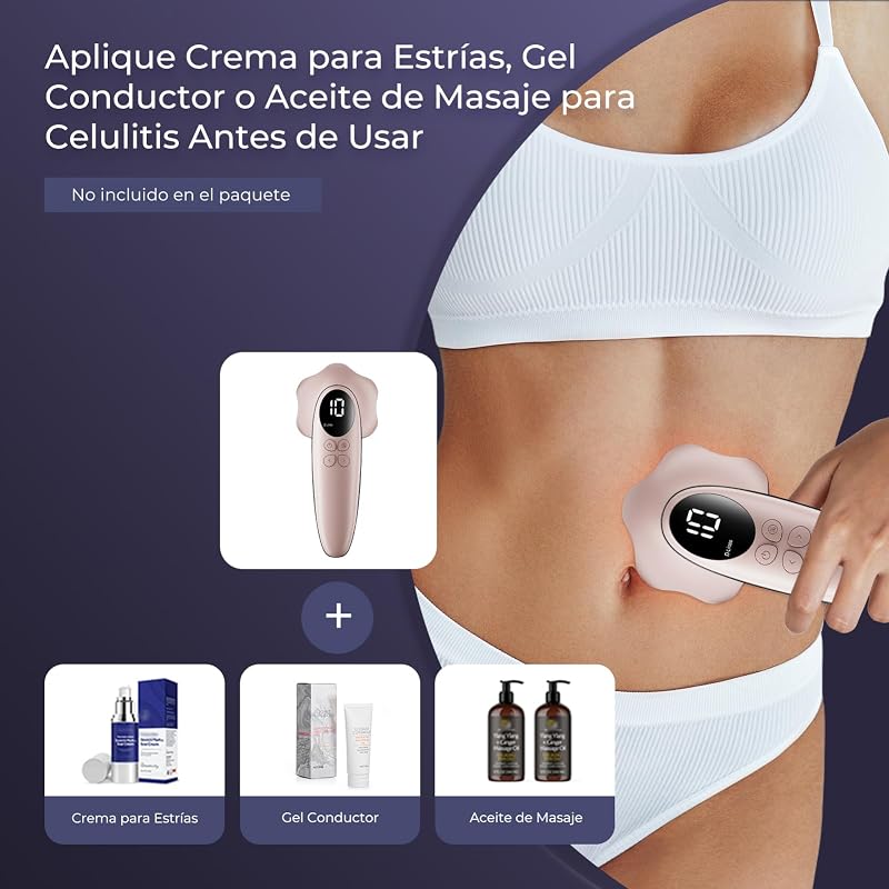 Masajeador Anticelulitico Reductor, Celulitis Masajeador Electrico Profesional para Masaje de Cintura, Abdomen, Glúteos, Brazos, Piernas y Espalda (Oro Rosa)