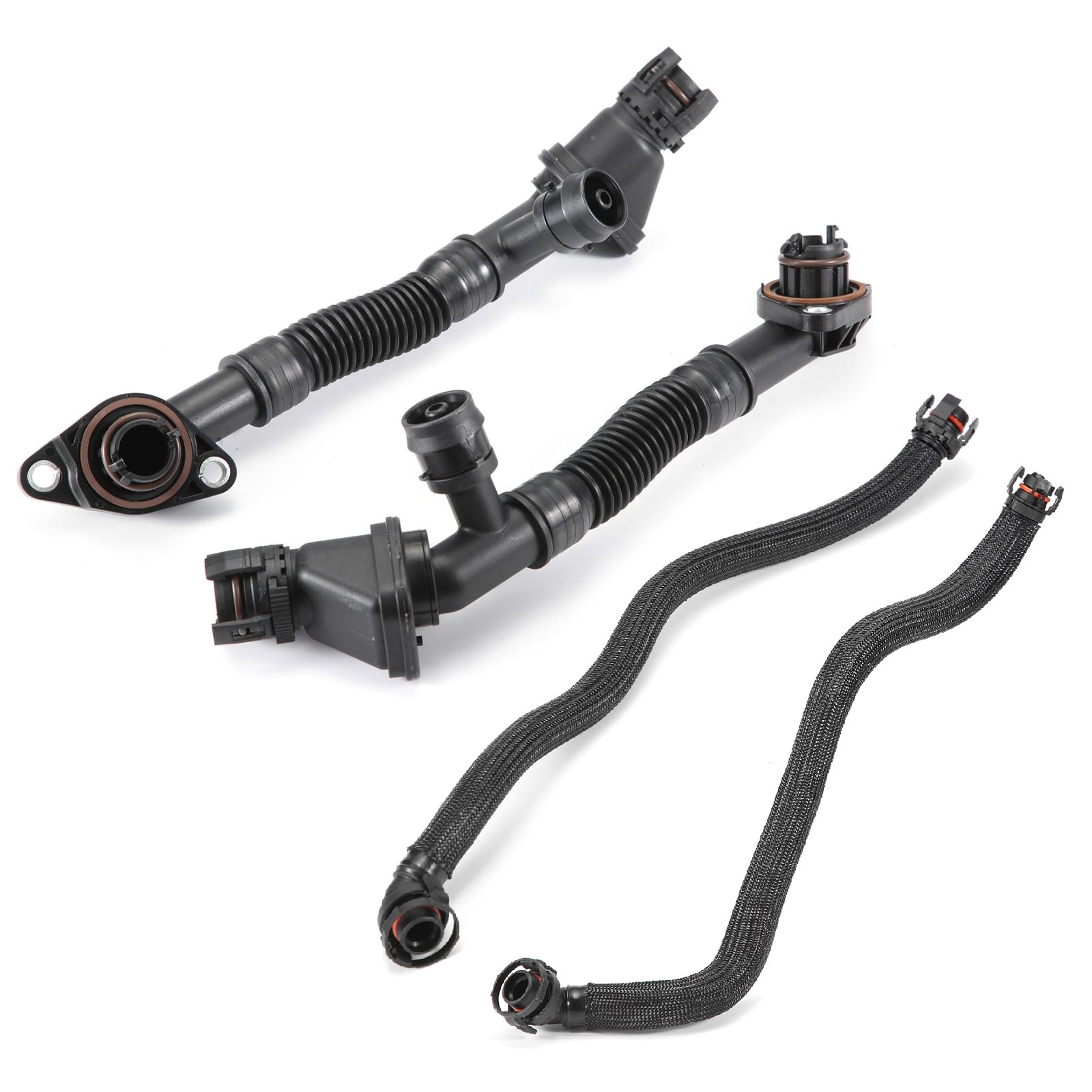 Photo 1 of BINB ROAD 4Pcs Crankcase Vent Pipe Hoses 11157575641 + 11157575640 + 11157646087 + 11157646086 Compatible with BMW 550i 650i 750i 750Li Alpina B7 X5 X6
