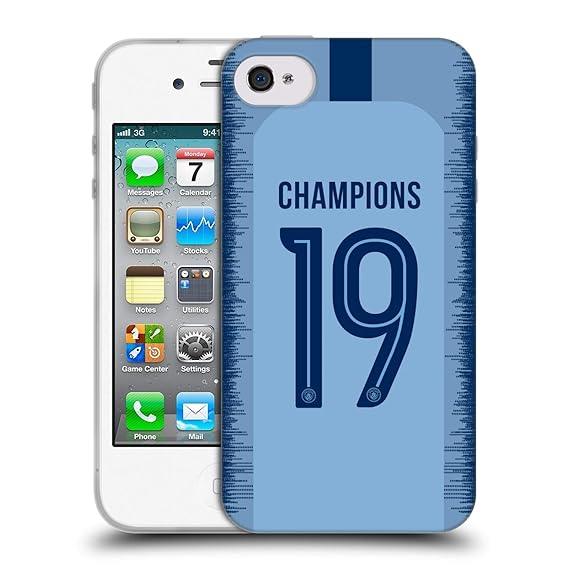 Head Case Designs Offizielle Manchester City Man City FC Home Kit 2019 Champions Soft Gel Hülle für iPhone 4 / iPhone 4S
