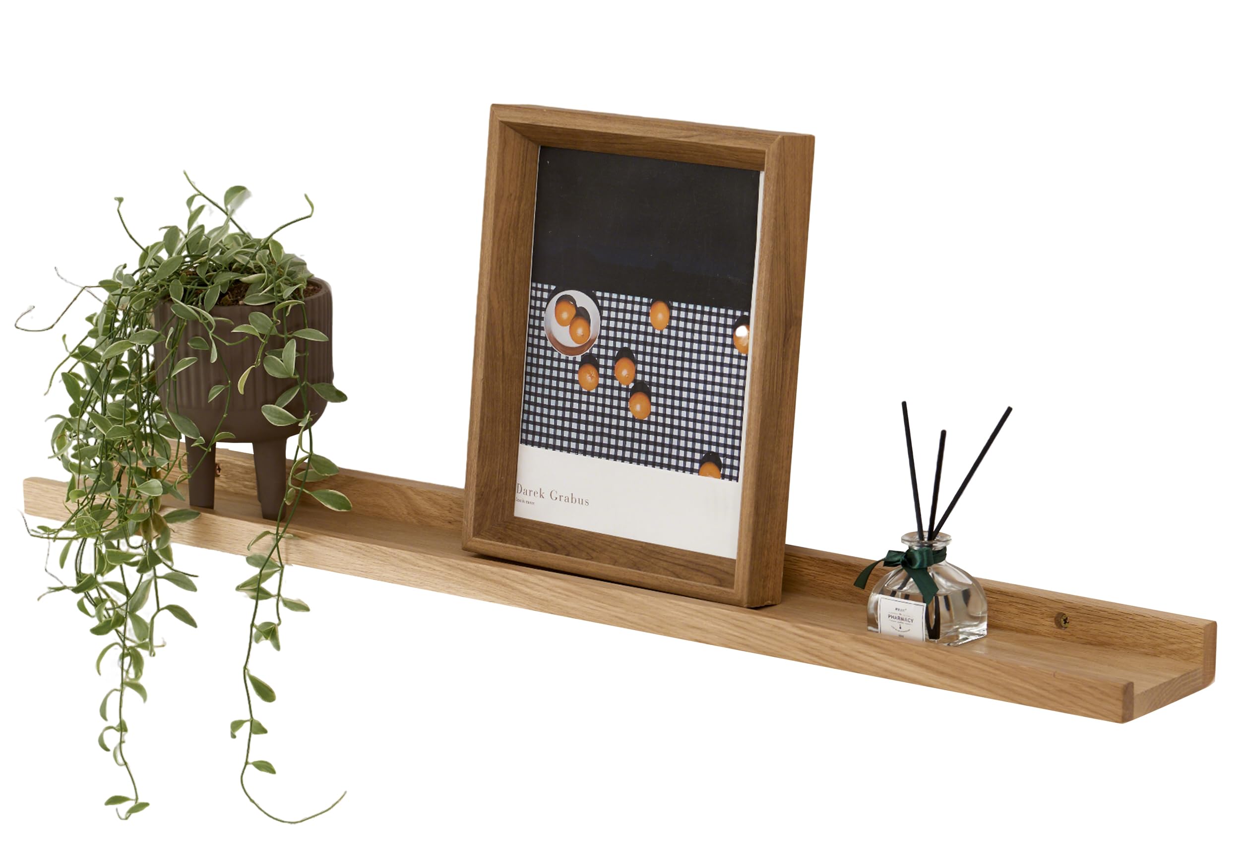 Gieanoo Floating Shelf, 50cm Solid Oak Wood Rustic Shelves Wall mounted Picture Ledge with lip radiator shelf Display Rack For Living Room, Kitchen, Bedroom, Bathroom