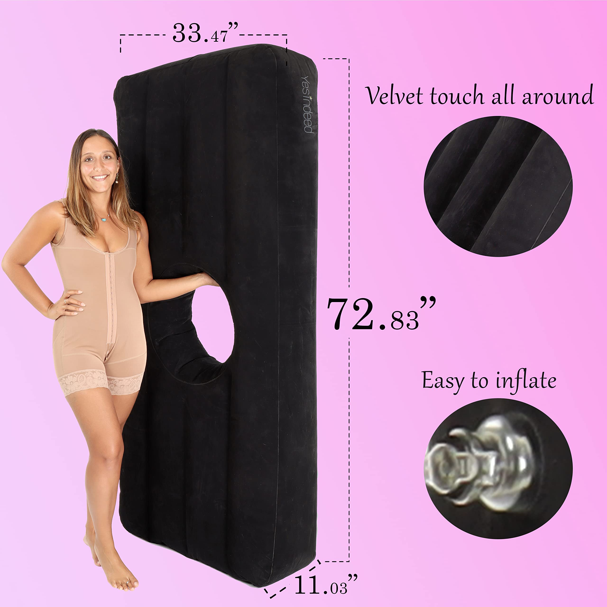 YESINDEED New Upgraded BBL Bed with Hole, Inflatable Brazilian Butt Lift Mattress for Post Surgery Recovery - Waterproof Velvet Touch Top Comfortable & Supportive - Carrying Bag and Air Pump