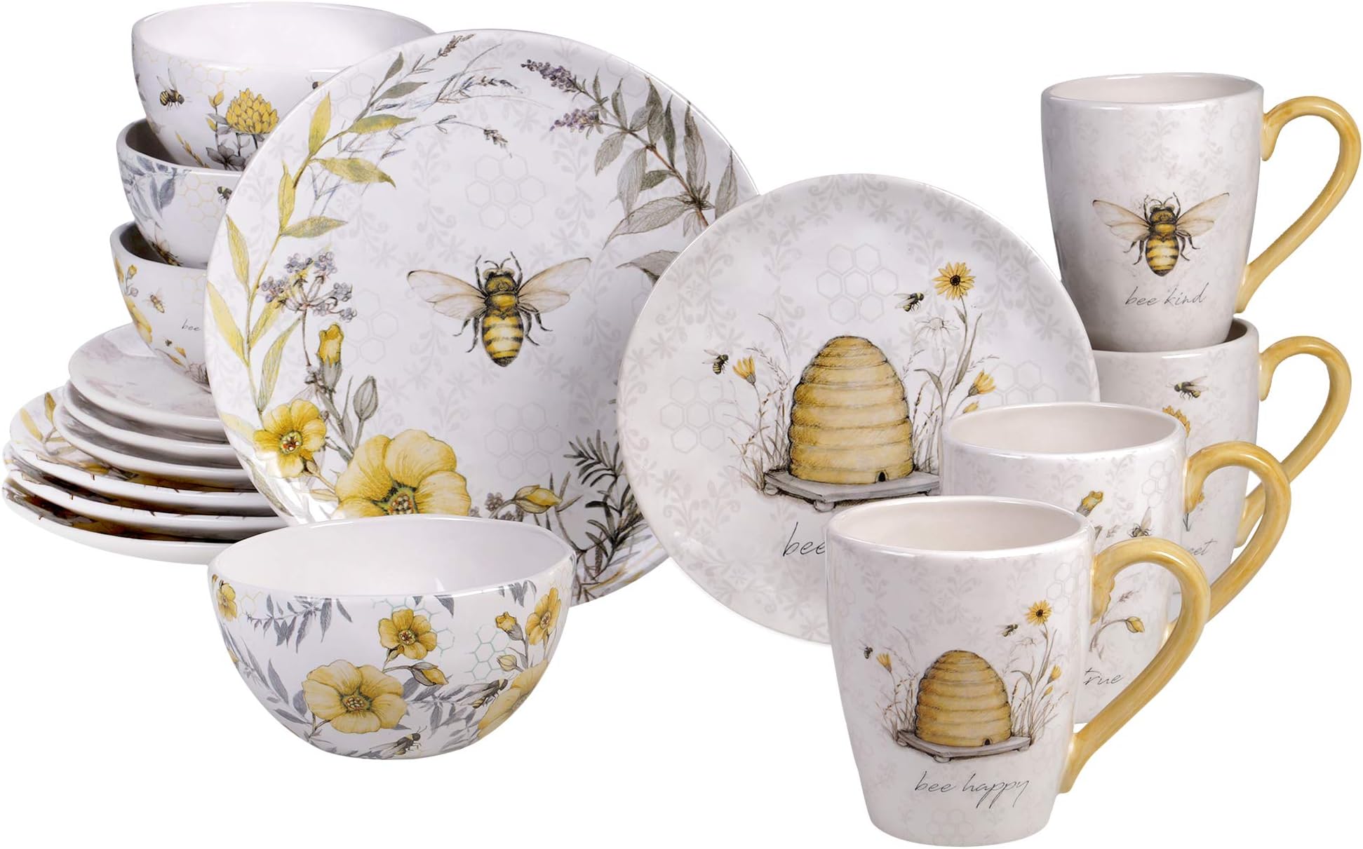 Certified InternationalBee Sweet 16 piece Dinnerware Set, Service for 4