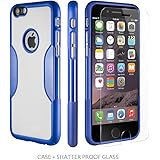 iPhone 6 Case, Blue White with [Tempered Glass Screen = Best LCD Protector] [Patented Lens Hood = Better Pictures] - Slim iPhone 6 Case Night Sky Blue by Sahara Case