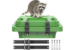 ANTEQI 2Pcs Trash Can Locks for Animals, Raccoon Bear Proof Trash Can Lid Lock, Universal Garbage Can Lock Strap for Outdoor Trash Can