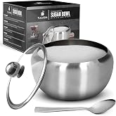 Sugar Bowl with Lid and Spoon, 12oz Sugar Cube Holder, Salt Jar, Ghee Pot | Stainless Steel, Sugar Dish, Salt Bowl, Ghee Container, Kitchen Countertop Accessories, Small Sugar Container for Coffee Bar