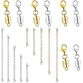 Magnetic Necklace Clasp Set with Chain Extenders, Necklace Extender and Magnetic Necklace Clasps and Closures (B Gold+Silver)