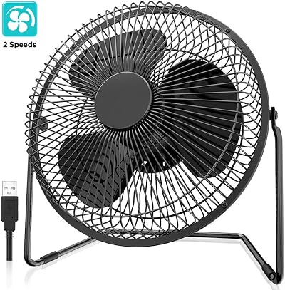 EasyAcc 9 inch USB Desk Fan Silent 25DB Strong Airflow Quiet Portable 2 Speed