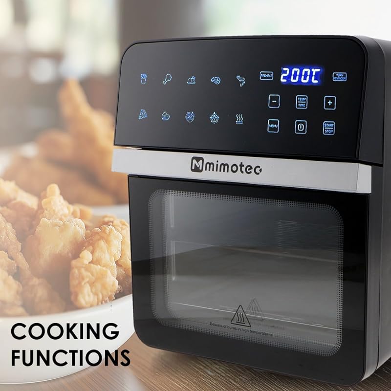 – Air Fryer Vera Touch 10L, Freidora de Aire sin Aceite, 1800W, 10 Menús Digitales, Pantalla Táctil, Función Grill, Temporizador regulable, 2 niveles, Temperatura 80-200°C, Cocina Saludable