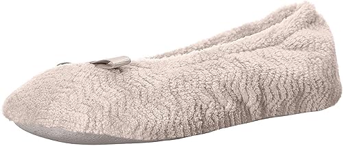 Isotoner Womens Moisture Wicking And Suede Sole For Comfort Ballet Flat, Taupe, 5-6 US
