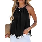CUPSHE Women Tops Boho Fringe Cami Sleeveless Crew Neck Shirt Casual Summer