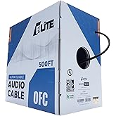 Elite 12/2 Speaker Wire, 12AWG/2-Conductor, UL Listed, CMR/CL3R, (Riser/in-Wall & Outdoor/In-Ground (Direct Burial)- 100% Oxygen Free Pure Bare Copper (OFC), 500ft Bulk Cable (65 Strands) Black