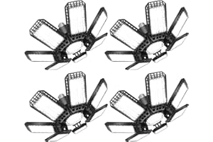 AUDLES 4 Pack LED Garage Light, 240W 24000LM 6500K LED Shop Lights, Garage Lights Ceiling Led with 7+1 Deformable Panels, E26/E27 Bulb Socket Lighting for Shop, High Bay, Attic, Basement, Warehouse