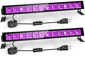 TOPBOS 45W LED Black Light Bars IP65 Blacklights with 59inch Plug& ON/Off Switch for Fluorescent Poster/Birthday/Stage/Hallow