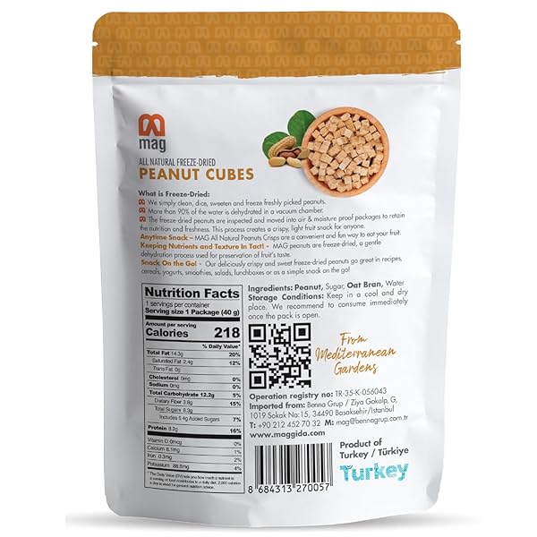 MAG FREEZE DRIED FRUIT CANDY NATURAL PEANUTS CHIPS FRESH AND DEHYDRATED UNSALTED NUTS CUBES FROZEN DRY HEALTY FOOD TRAVEL SNACKS GLUTEN FREE FOR MUESLI SMOOTHIE EXTRA 1 PACK GIFT PACK OF 6 1.41 OZ EACH