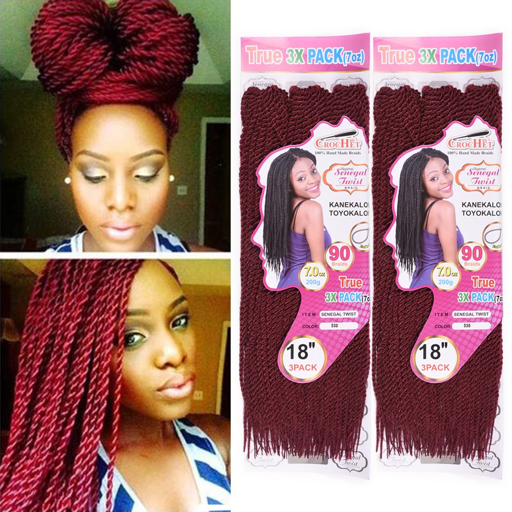Julyqueen 2pack 530 2pack 18 Senegalese Twist Crochet Hair 3pcs