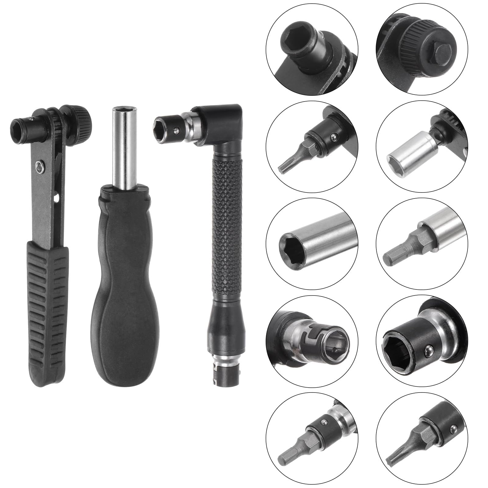 TOP-VIGOR 24Pcs Flexible Screwdriver Bit Extension Kit, 1/4" Hex Shank Screw Driver Kit Handle Tools with 90° Angled Bits and Soft Shaft Adaptors for Tight Spaces, Impact/Cordless Drivers, Silver