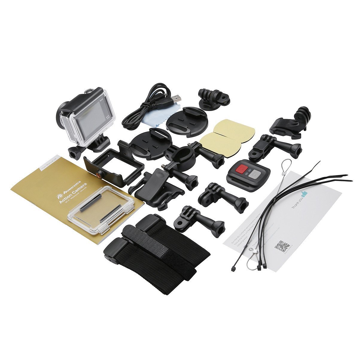 Powerextra Action Cam WIFI 4K, Action Camera Sport Kit | Videocamera 1080P HD | 170°Grandangolare | Custodia Impermeabile 30M | Macchina Fotografica per Subacquea Nuoto