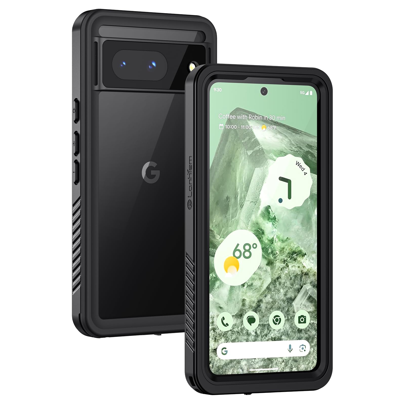 Lanhiem Pixel 8 Case, IP68 Waterproof Dustproof Shockproof Case [NOT for Pixel 8 Pro] with Built-in Screen Protector, Full Body Rugged Protective Cover for Google Pixel 8, Black/Clear — image 1