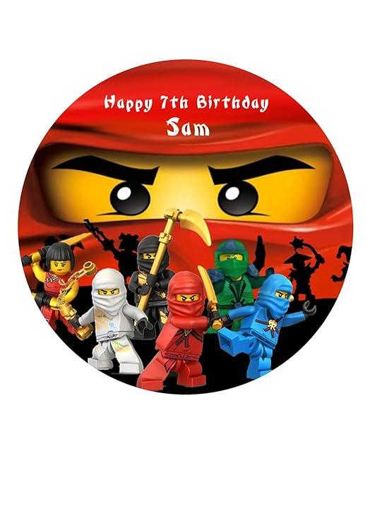 Personalisierbare Ninjago-Kuchendekoration aus Zuckerpapier, 19,1 cm Ninja Kai, Rot