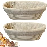 RoEsha 10 Inch Oval Bread Banneton Proofing Basket Set of 2, Sourdough Proofing Basket kit for Artisanal Baking – Bread Makin
