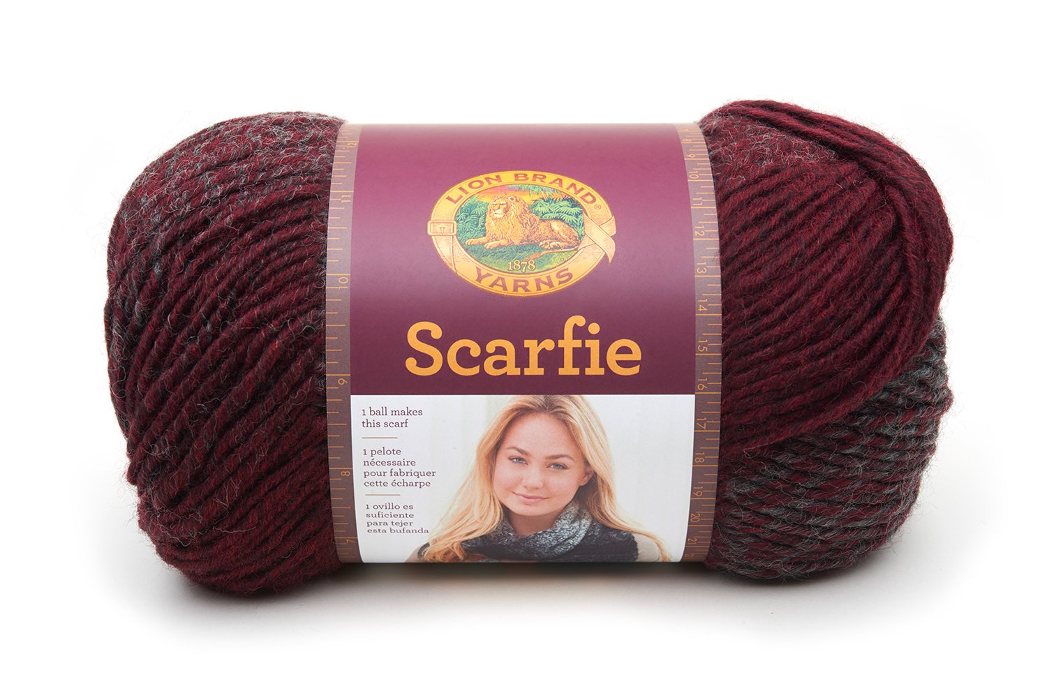 Lion Brand Yarn 78 Percent Acrylic 22 Percent Wool Scarfie Yarn, Oxford/Claret,23.59 x 12.79 x 13.43 cm