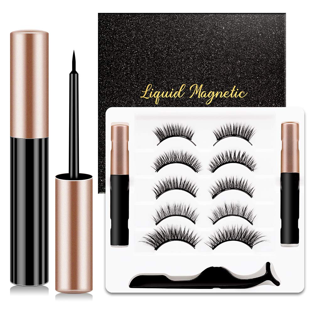 Eyelashes with Eyeliner, 5 Pairs Reusable
