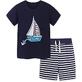 Bumeex Toddler Boy's Cotton Short Sleeve T-Shirt and Short Set 1-7Y