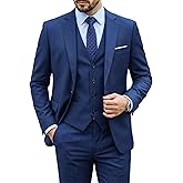 MY'S Men's 3 Piece Suit Set with Tie, One Button Slim Fit Solid Jacket Vest Pants, Prom Party Wedding Business Suits for Men
