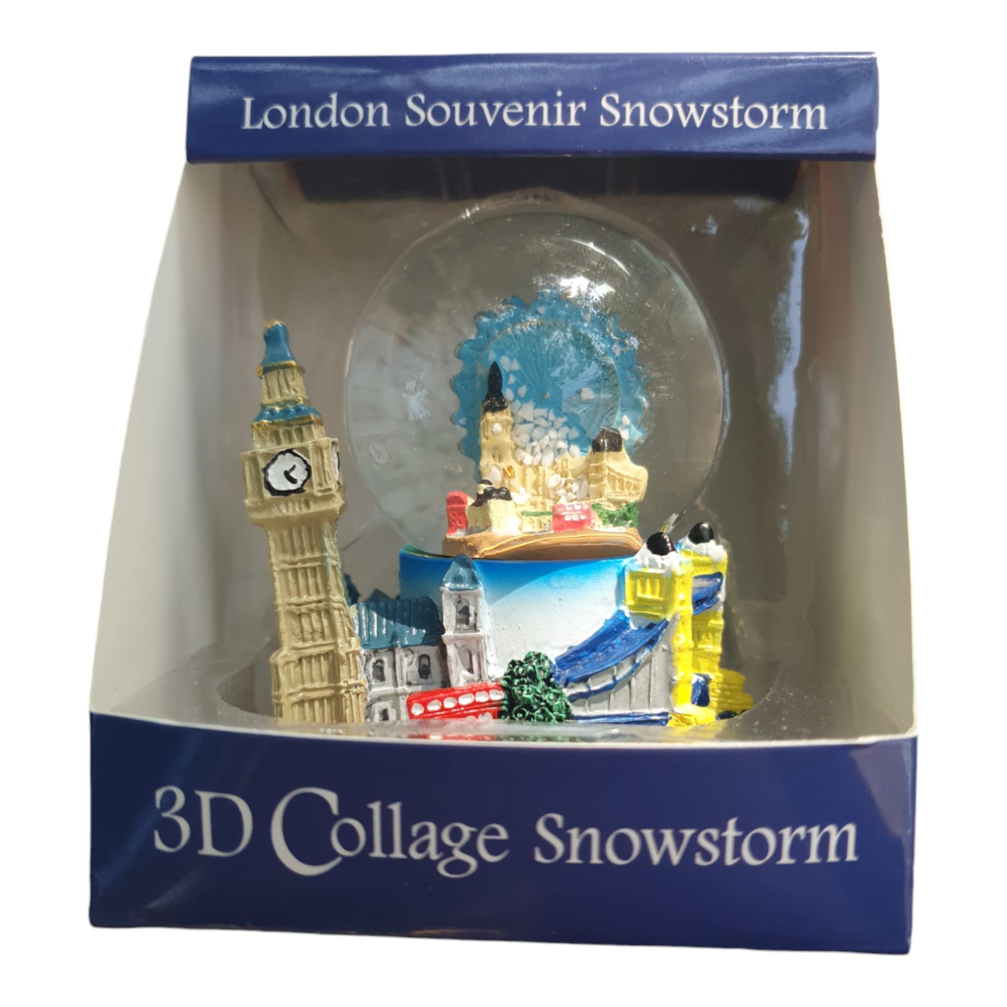 Snow Globes Small 3D Collage, Detailing London Landmarks Big Ben, Tower Bridge etc. - London Souvenir