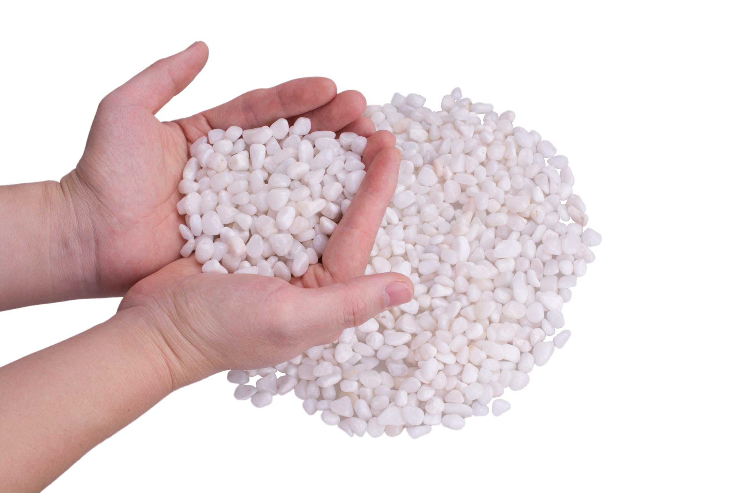 LONGTEAM Decorative Stones, Natural Polished Pebbles, Outdoor Indoor Gravel for flower pot, Fish tank, Landscaping, Vase Fillers (1.9 lb, White)