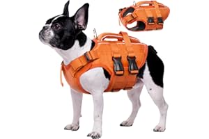 Kuoser Dog Life Jacket High Flotation, Reflective Dogs Life Vest for Swimming Boating, Adjustable Small Medium Large Dog lifejacket, Lightweight Dogs Life Preserver Rescue Handle Spring Summer Pool