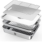 GOLDEN KEY Grilling Prep and Serve Tays,Stainless Steel Grill Carry System,Stainless Steel Grill Platter,Grill Prep Trays Set of 5,Marinade Container with Lid and Cutting Board,BBQ Grill Accessories