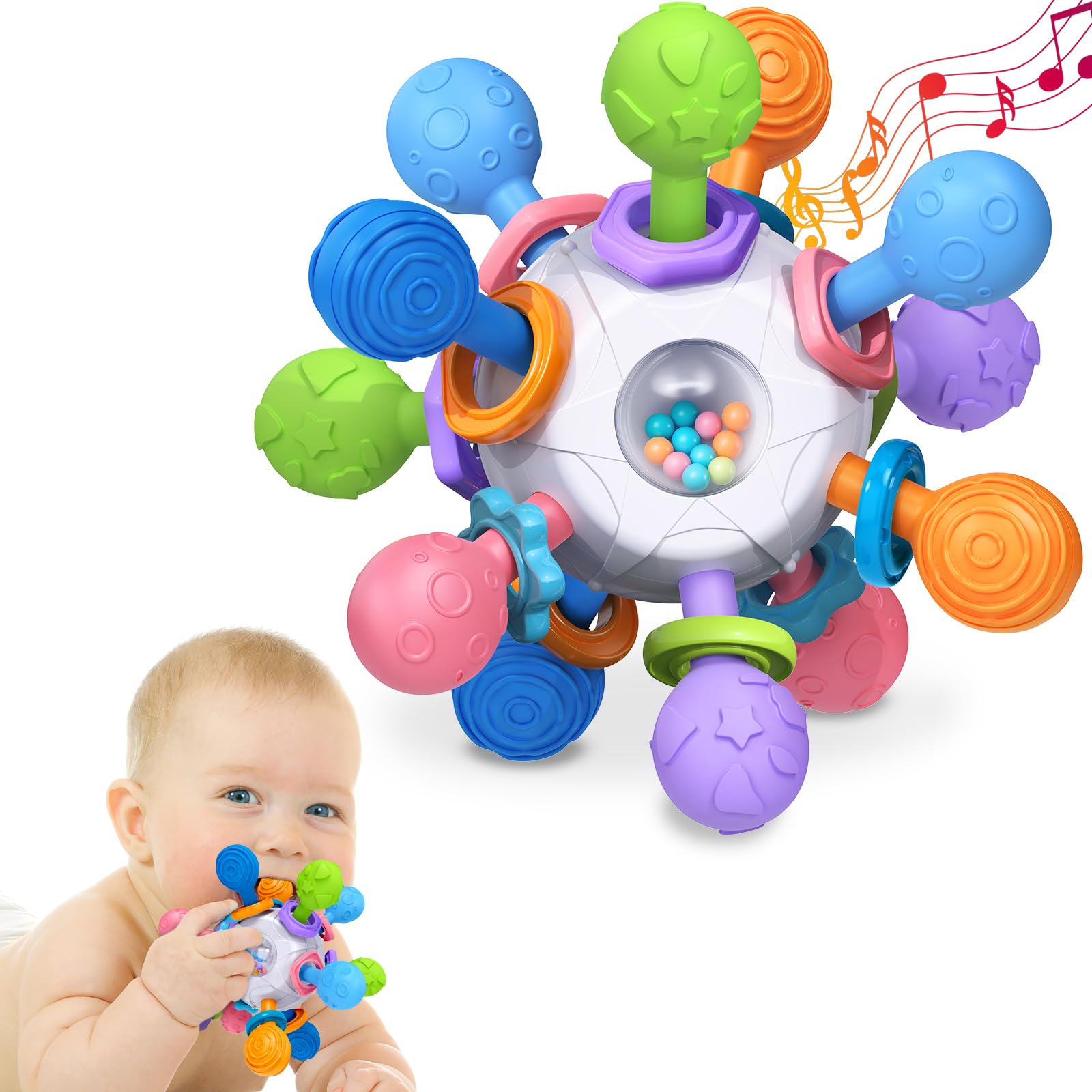 Photo 1 of Baby Teething Toys for 0-6 6-12 Months Ages 0-2, Tummy Time Montessori Toys for Babies 0 3 6 9 12 18 Months, Newborn Infant Sensory Toys, Baby Shower Gifts for Boys Girls
